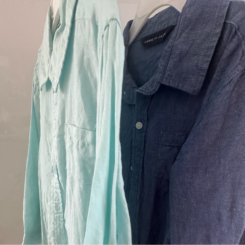 2 Janie and Jack formal Shirt: Mint Green Button-Up Shirt & Relaxed Jean Style